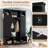 Modern All-In-One Hall Tree With Wardrobe, Farmhouse Entryway Storage Bench With 7 Hooks For Mudroom-1917286902