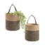 Ensemble de 2 paniers suspendus en corde de jute - 7,87 po x 7 po - petites plantes à fleurs, rangement tissé, noir et jute