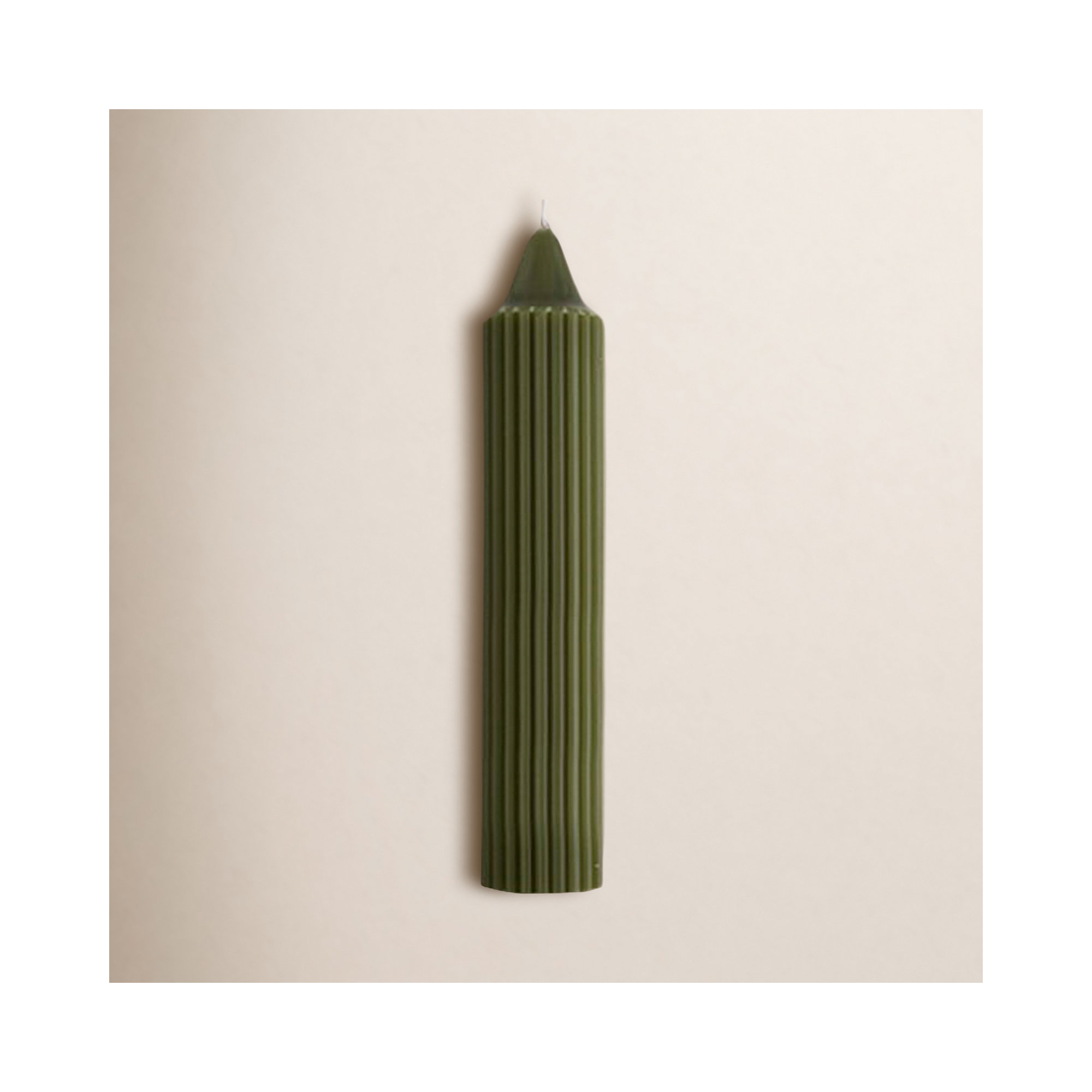 Grecian Collenette Unscented Taper Candle, Dark Olive, 7" H x 1.25" W x 1.25" D