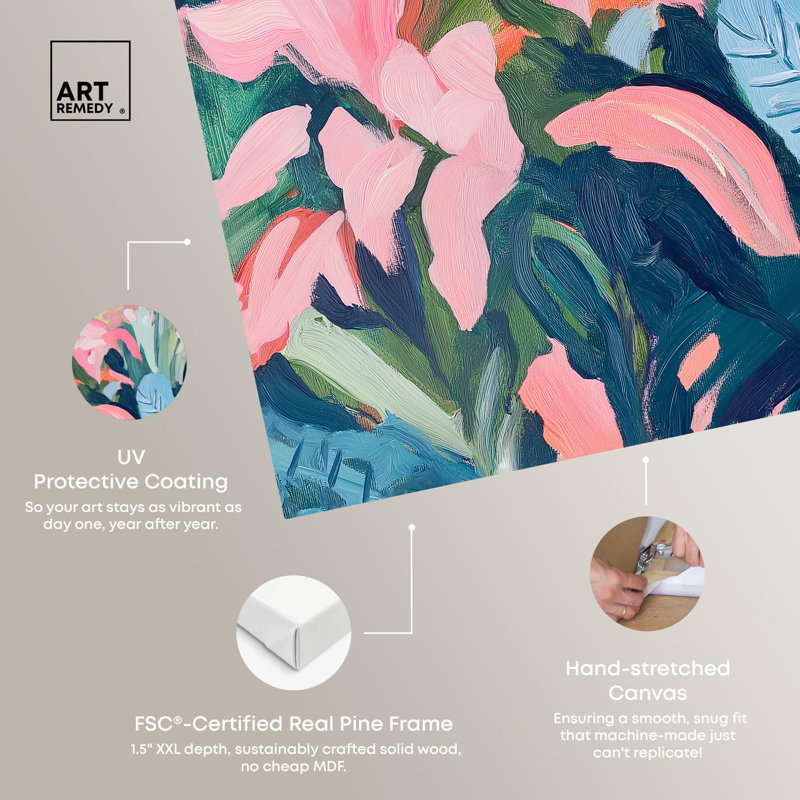 Art Remedy, art tropical brillant sur toile, Toile tendue, H 16 po x l 16 po