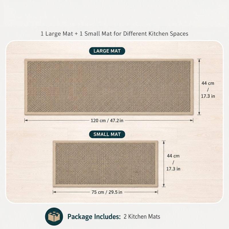 Non-Slip Kitchen Mat 2pcs Machine Washable Absorbent Kitchen Runner Rugs, Door Mat with Rubber Backing
