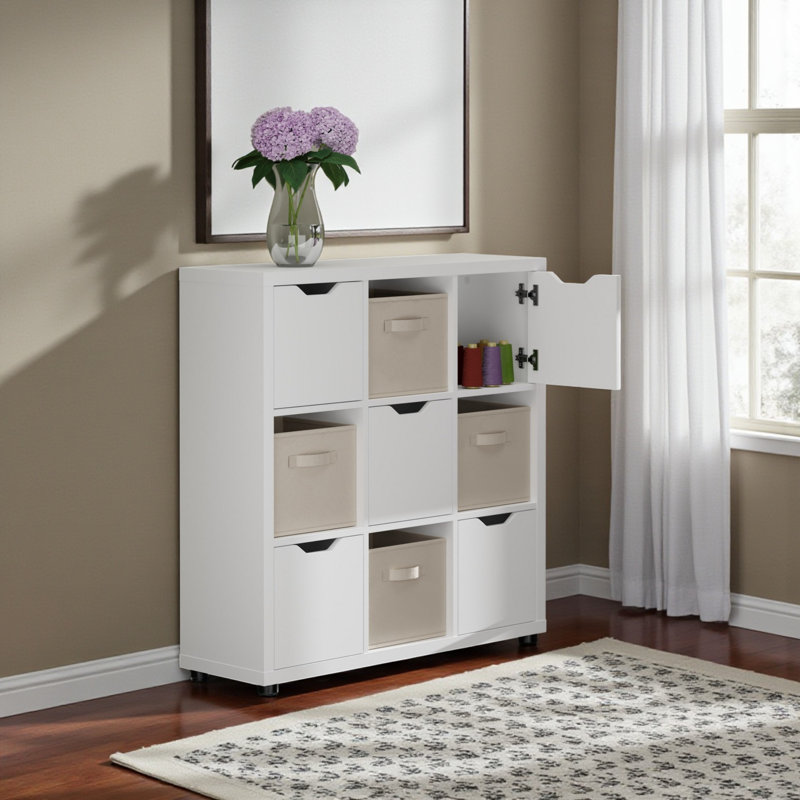 Ickes 5-Piece Storage Cabinet Set in Beige & White Finish, 37.48" H X 36.47" W X 11.39" D