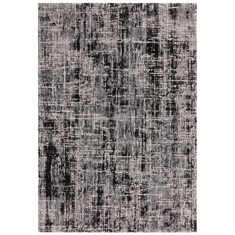 Abrienne Soft Shiny Modern Black/Grey Rug, Rectangle 240 x 340cm