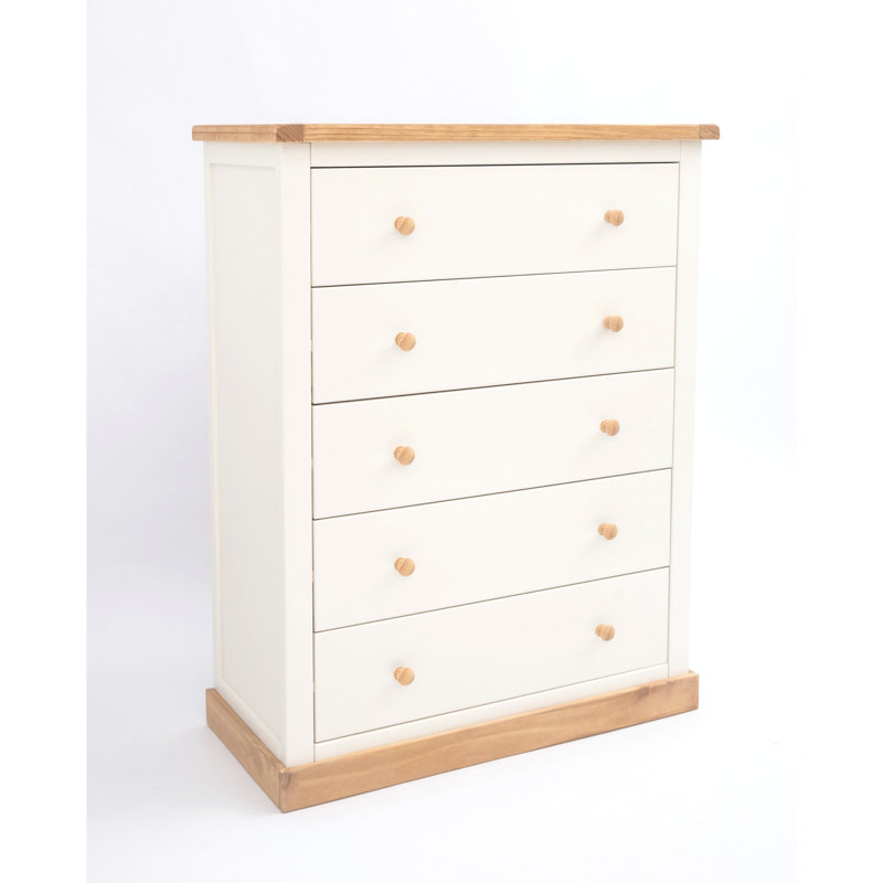 Indie 90cm W 5 - Drawer Chest of Drawers, White