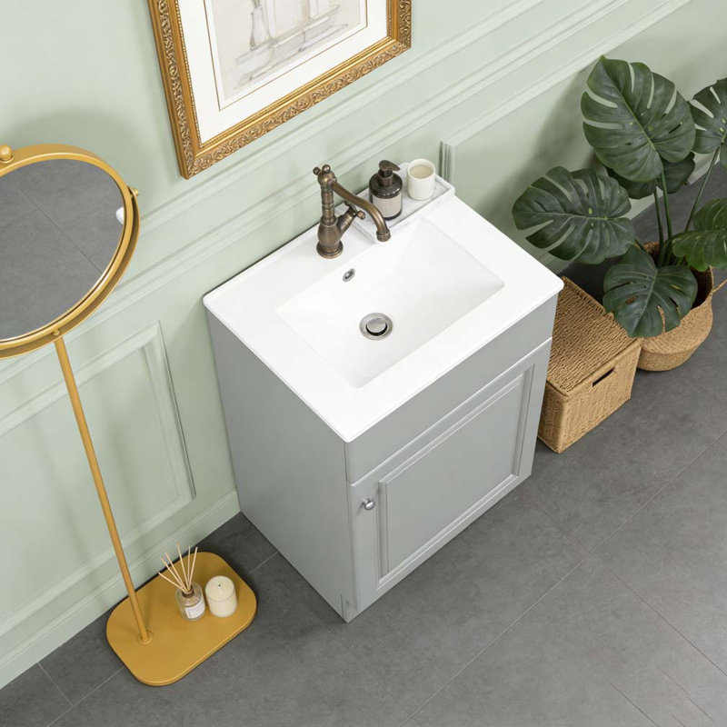 Meuble-lavabo de 20 po avec lavabo, Gris
