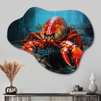 Red Hobster Under Water - Sculpture murale en métal en forme de nuage de homard