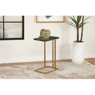 Amenadiel Marble Top C-Shaped Sofa Side Table Green