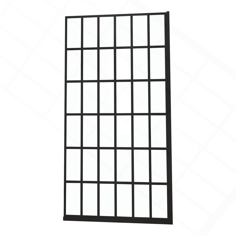 Porte de douche l 80 po x H 72 po porte de douche fixe sans cadre, 5/16 po (8 mm), entrée noire