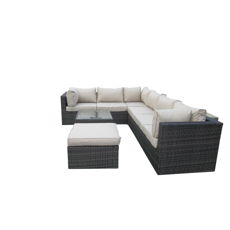 Askim 7 Seater Rattan Sofa Set, Mix Brown