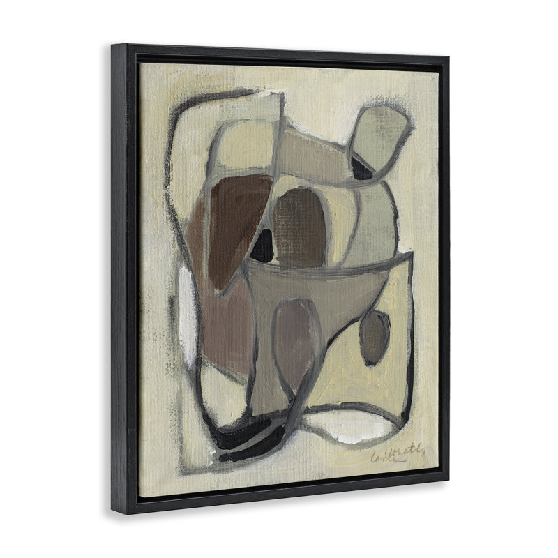 Cadre flottant abstrait à formes courbes rustiques, design par Lanie Loreth, Cadre flottant noir de jais, H 21 po x l 17 po