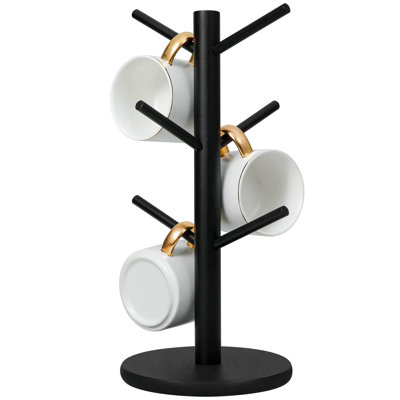 Cup Holder Tree with 6 Hooks (Black)