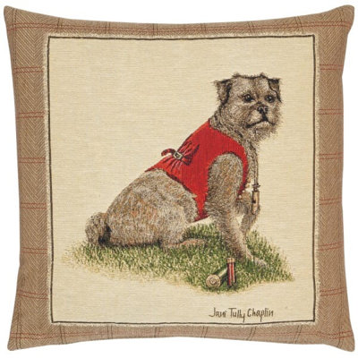 Rt. Hon Thomas Terrier Tapestry Cushion with Feather Filler 