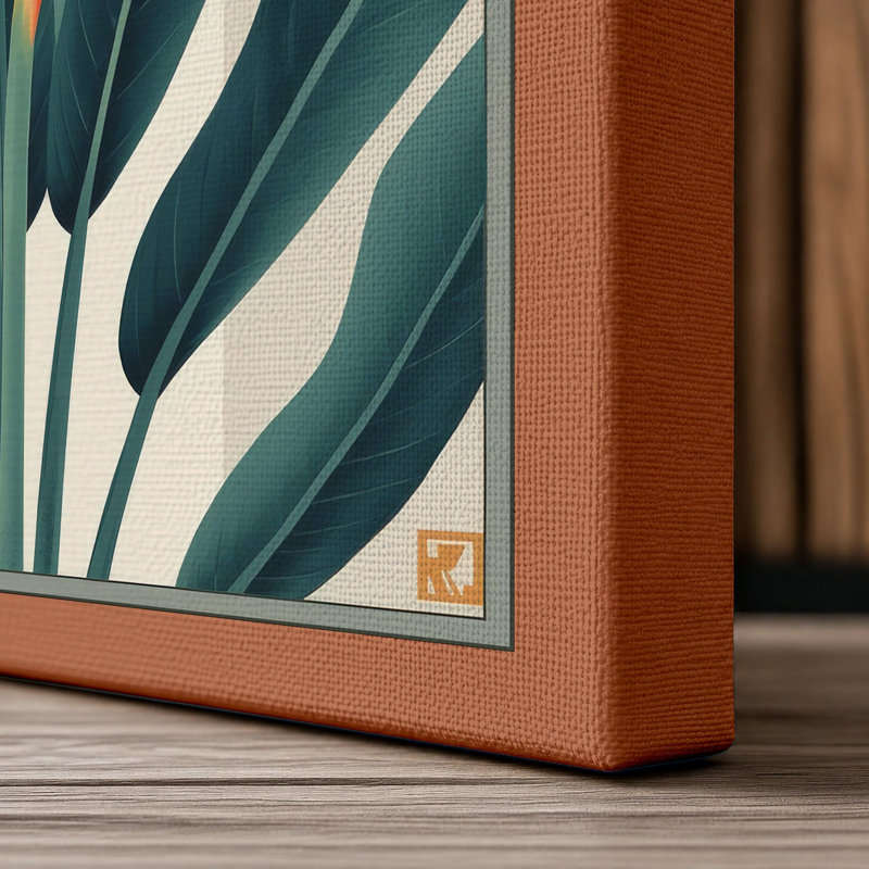 Tropical Bloom Botanical - Wrapped Canvas, 36x24 - 91.4 x 61.0 cm, Terracotta Border