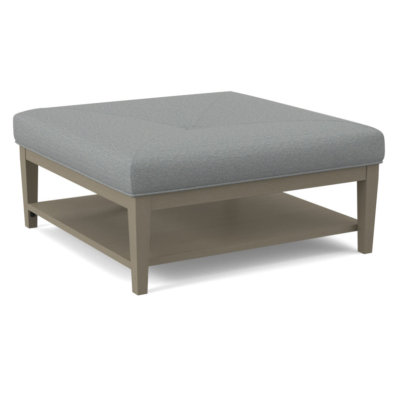 Hammond Square Ottoman, Cobalt Blue Stripe; 0204-64, Sea Glass Finish