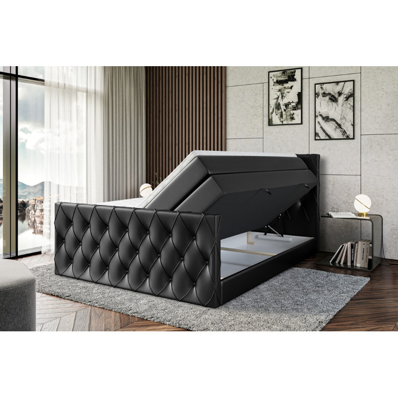 Rosene Bed with Mattress, Black, 120cm W x 200cm D