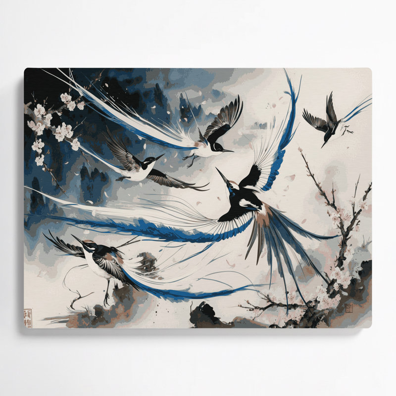 Art mural en métal oiseaux, paradis asiatique, H 20 po x l 24 po