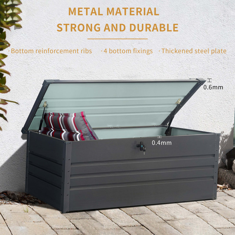 Coffre de terrasse en métal 260 gallons, Gris foncé