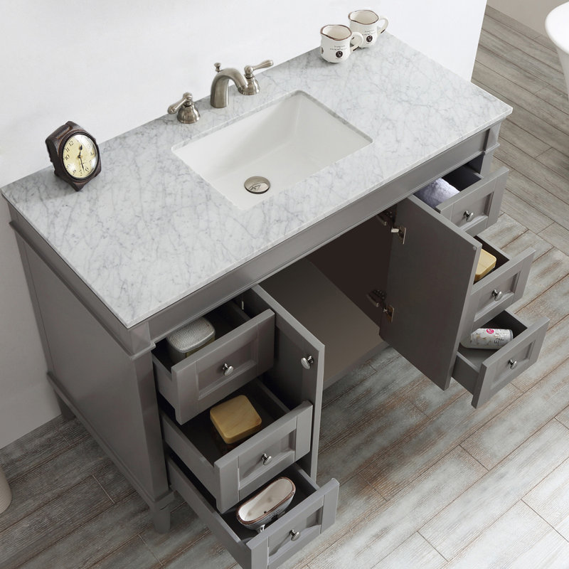 Ensemble de meuble-lavabo simple de 48 po pour la salle de bain Gelula, Gris