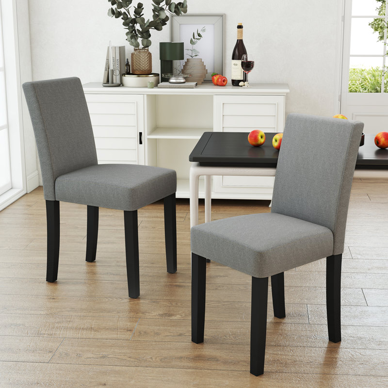 18.9'' H Upholstered Solid Wood Parsons Dining Chairs, Gray Fabric