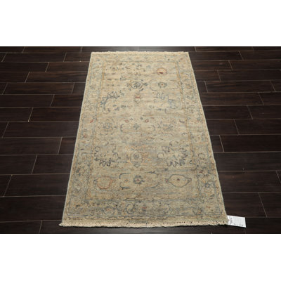 3'4''x5'4'' Hand Knotted Wool Gray Distress Quality Oushak Transitional Rug