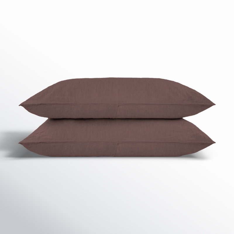100% French Linen Pillowcase Set, Clove, Standard Pillowcase
