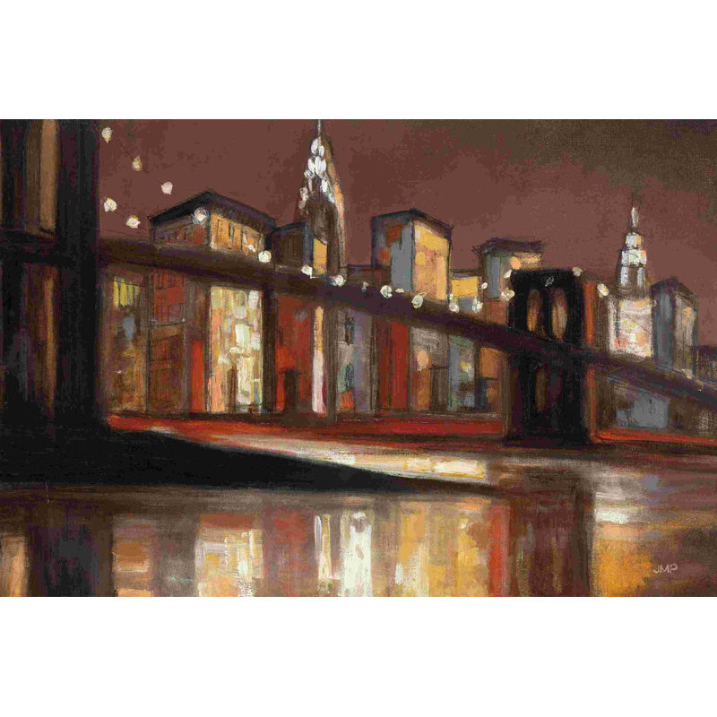 " NYC Nitetime " by Julia Purinton, 8" H x 12" W, Maple Single Picture Framed, Yes
