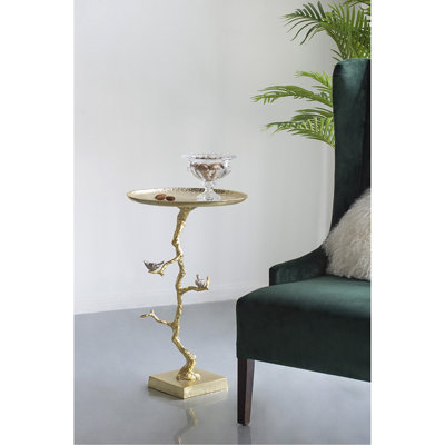 Table contemporaine en or brillant 16,9 x 16,9 x 28 po