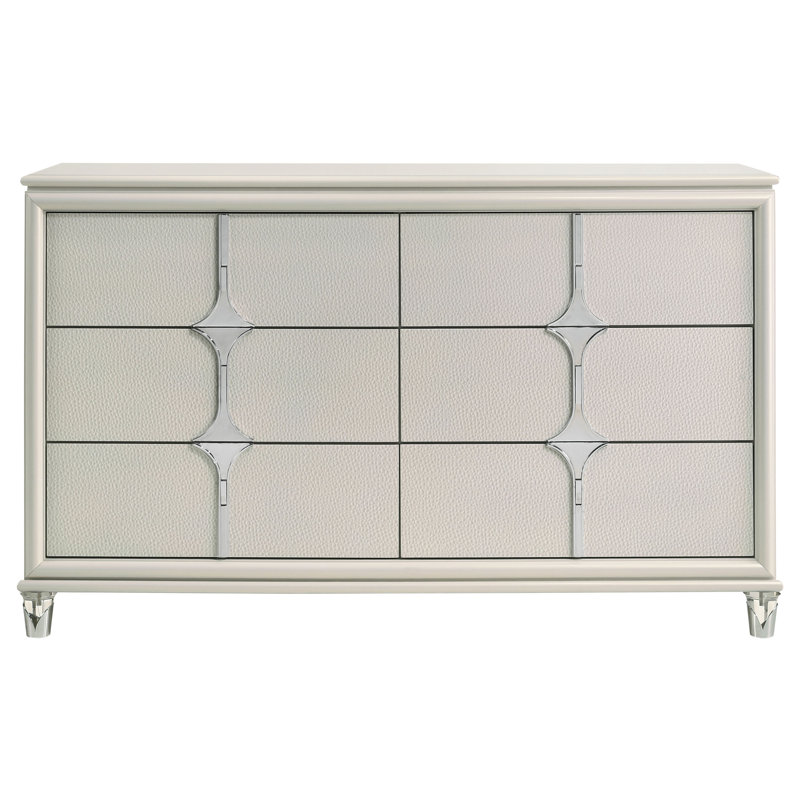 Commode 6 tiroirs Emmagrace blanc perle