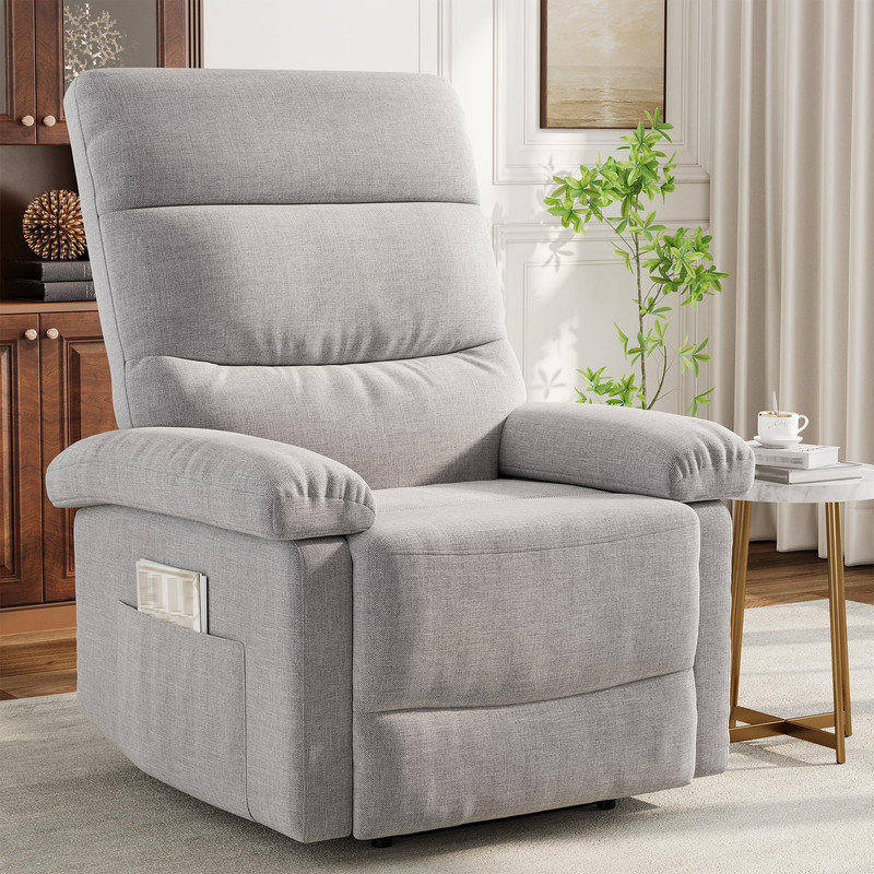 Recliner Chair for Adults, Manual Fabric Recliner with Side Pocket, Adjustable Single Sofa with Ergonomic Back Support, for Living Room, Nursery, Bedroom