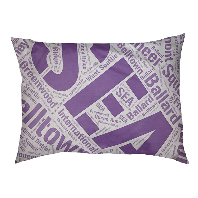Coussin de chien « districts », Seattle, Grand (l 40 po x P 30 po x H 14 po), Mauve