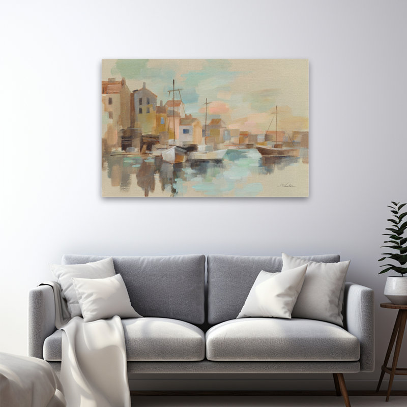 Murano lever de soleil bord de mer brun, H 48 po x l 32 po