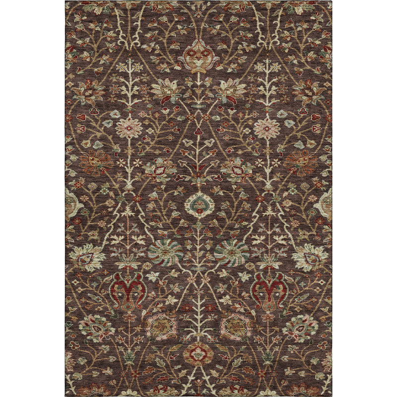 Premium Machine Washable Dahl AMF1085 Floral Rug, Rectangle 9' x 12'
