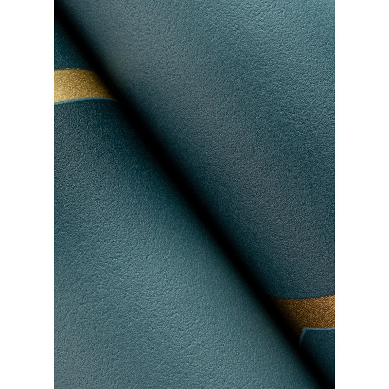 Rouleau de papier peint lisse à chevrons moderne L 33 pi x l 20,9 po Kavia Manfred, Bleu sarcelle