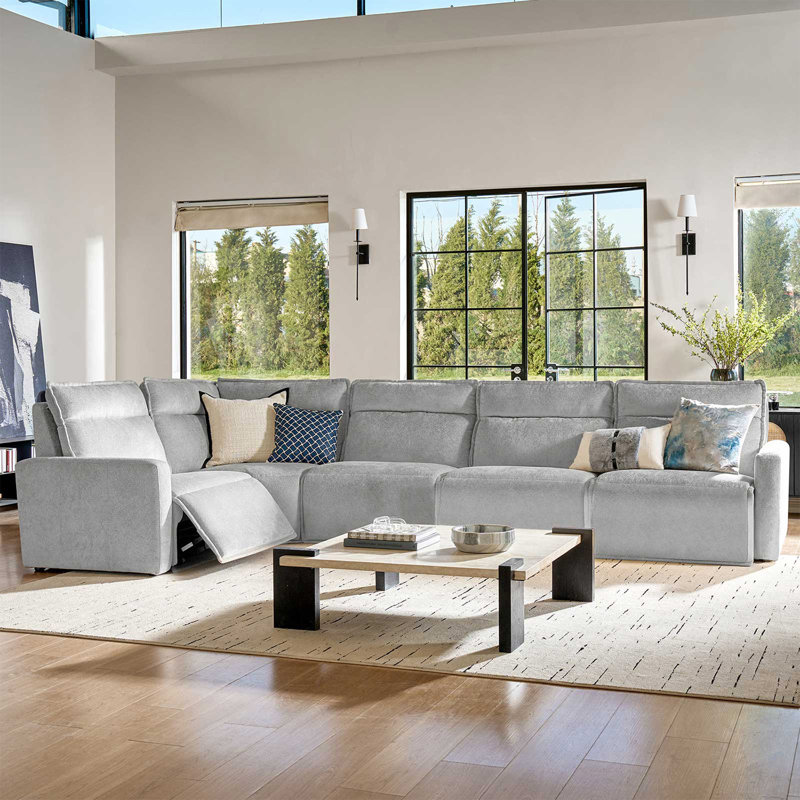 Majida 124"W Oversized Modular Wall-Hugging Power Reclining Sectional Sofa With One Reclining Seat, 41.5" H x 124" W x 124" D