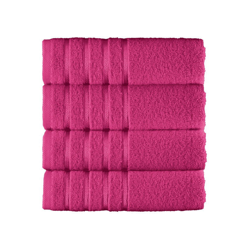 Elegant Comfort 100% Turkish Cotton 4-Piece Towel Set – Ultra Soft, Highly Absorbent, Quick Dry Bathroom Towels, Hot Pink