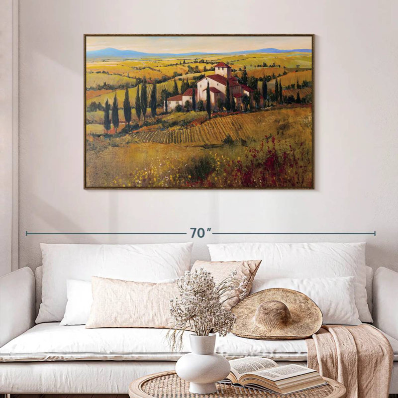 Toscane nostalgique III, 46 po x 31 po, Cadre flottant noyer