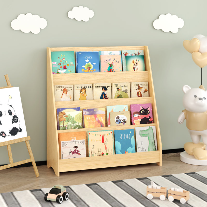 Bibliothèque pour enfants à 4 niveaux, présentoir pour tout-petits, Neutre