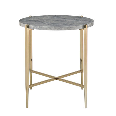 Round End Table With X Shape Base