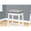 De 2 tabourets de bar, siège de selle à hauteur de bar standard, sous-section en bois blanc, revêtement gris, apparence des sièges en biscuit doux, coussins douillets