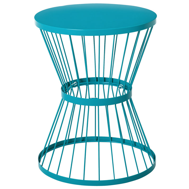 Table d'appoint en fer thermolaqué avec forme de sablier et conception de cage ouverte, Blue
