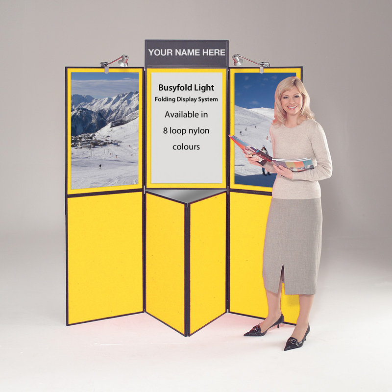 BusyFold Free-Standing Bulletin Board 220cm H x 210cm W, Yellow