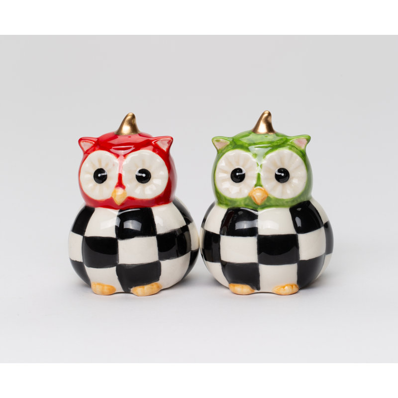 Salières et poivrières hibou à damier