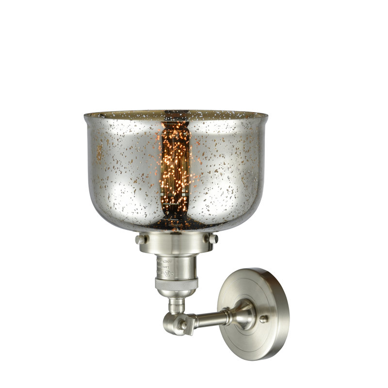 Handley Glass Semi Flush Mount, No Bulb Included, Silver Mercury, Brushed Satin Nickel