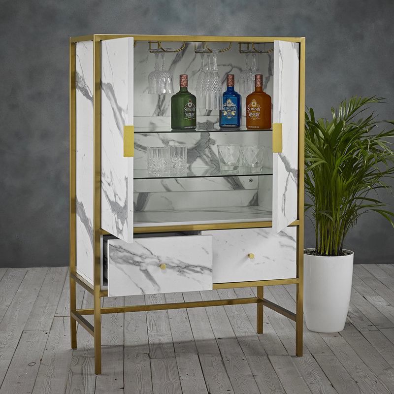Mylah 80cm Bar Cabinet, White
