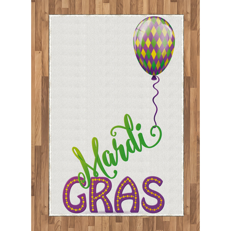 Mardi Gras High Density Long Fiber Poly Threads Decorative Area Rug Carpet, Rectangle 4' x 5'8"