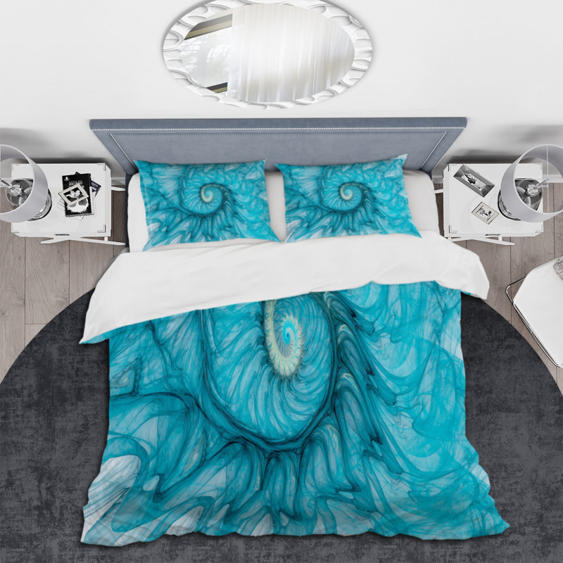 Turquoise spirale - ensemble de housse de couette moderne - microfibre de polyester