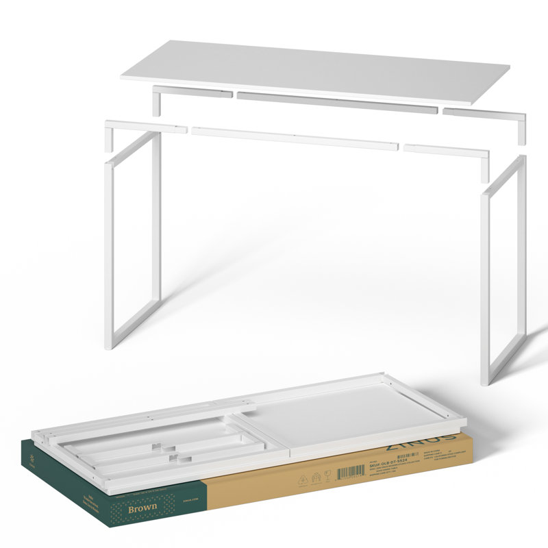 Santrell Steel Writing Desk, 29" H x 47" W x 24" D, White/White