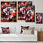 Rouge mélangé abstrait fluide - art mural moderne sur toile-30302499-30302497