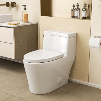Toilette monobloc allongée à chasse d'eau simple à hauteur standard 15,75 po (siège inclus)
