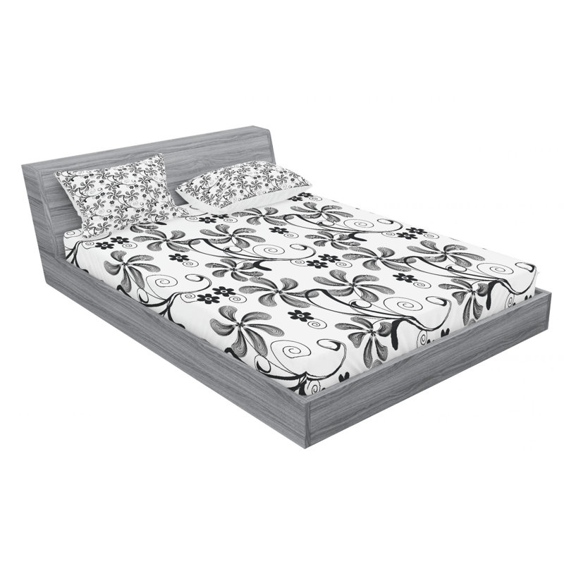 Microfiber Sheet Set, Queen Sheet Set + Fitted Sheet + 2 Pillowcases, Floral